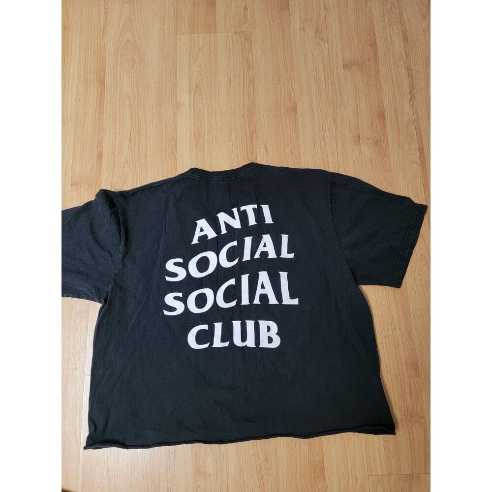 Anti Social Social Club Logo T-Shirt Raw Hem Black Cotton XL